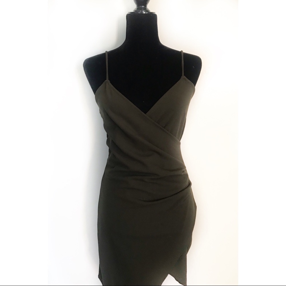 Asymmetrical Olive Green Body con Club Dress